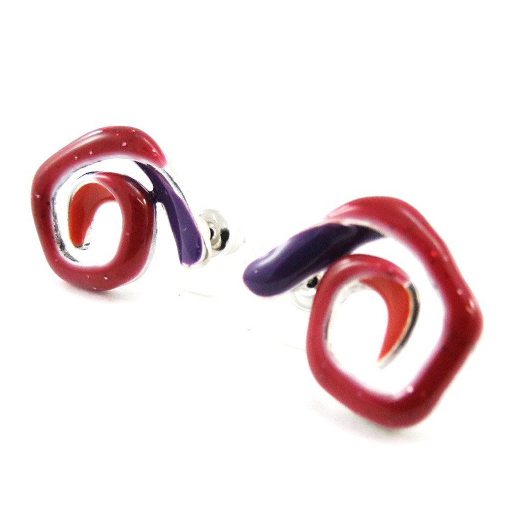 Boucles Créateur \'Escargot\' rouge violet - [J1815]