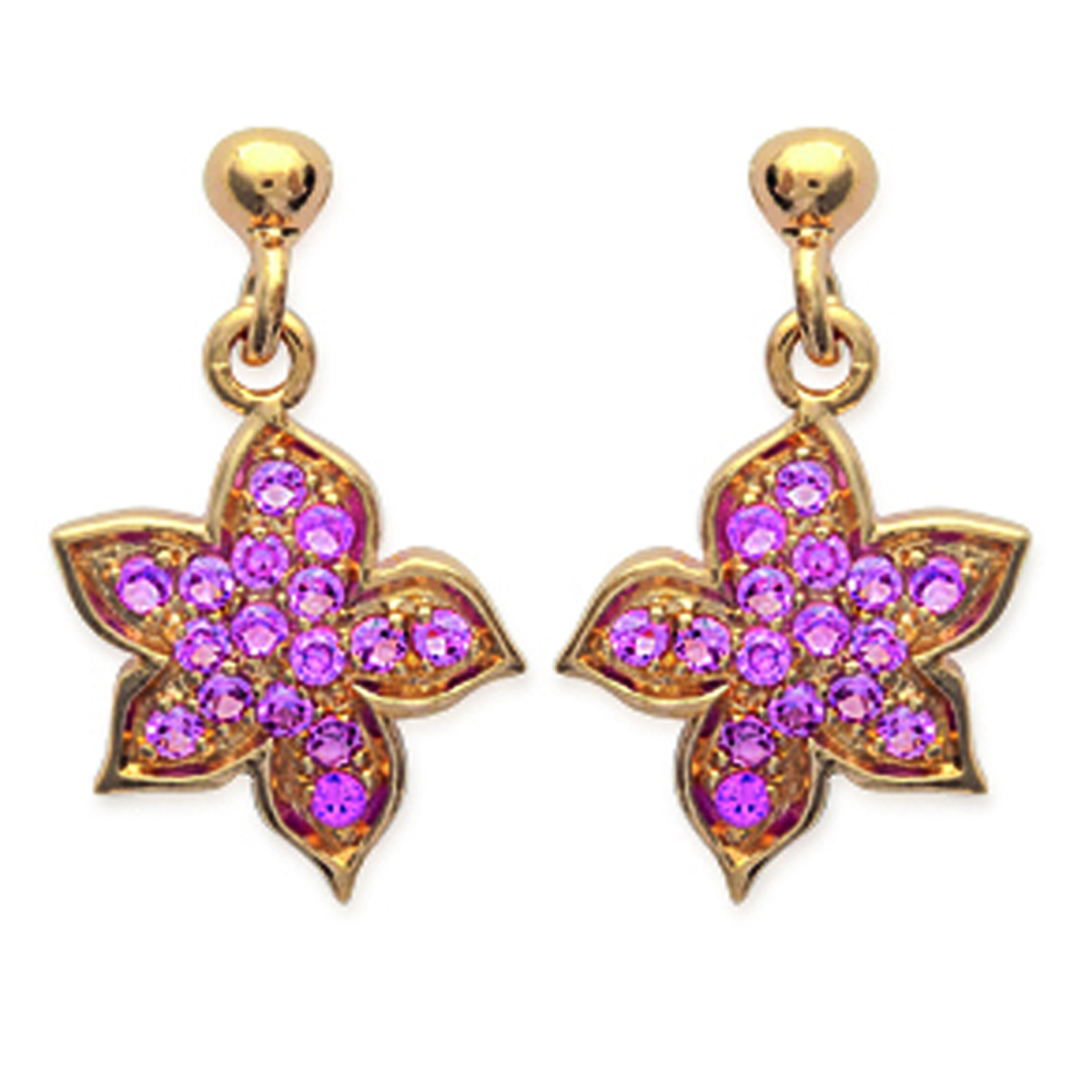 Boucles Plaqué Or \'Flora\' rose doré - 11 mm - [J7209]