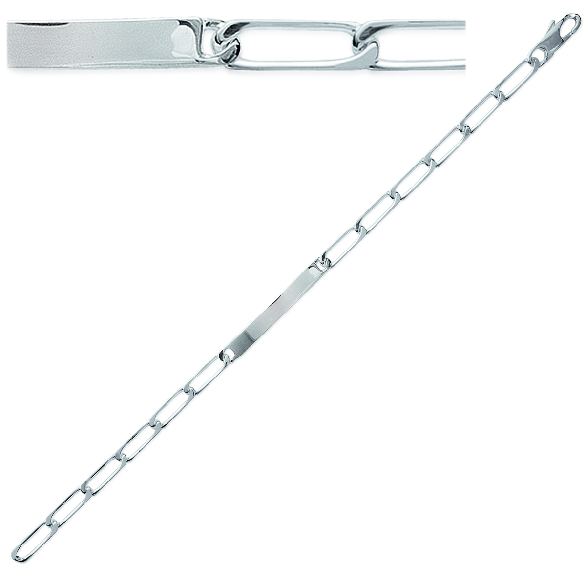 Gourmette Argent \'Identité\' argenté - 18 cm 4 mm - [E1122]