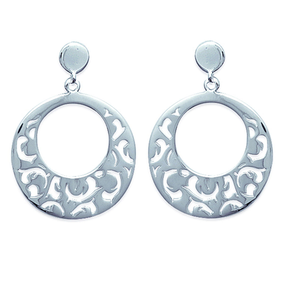 Boucles Argent \'Chorégraphie\' argenté - 30x22 mm - [F0312]