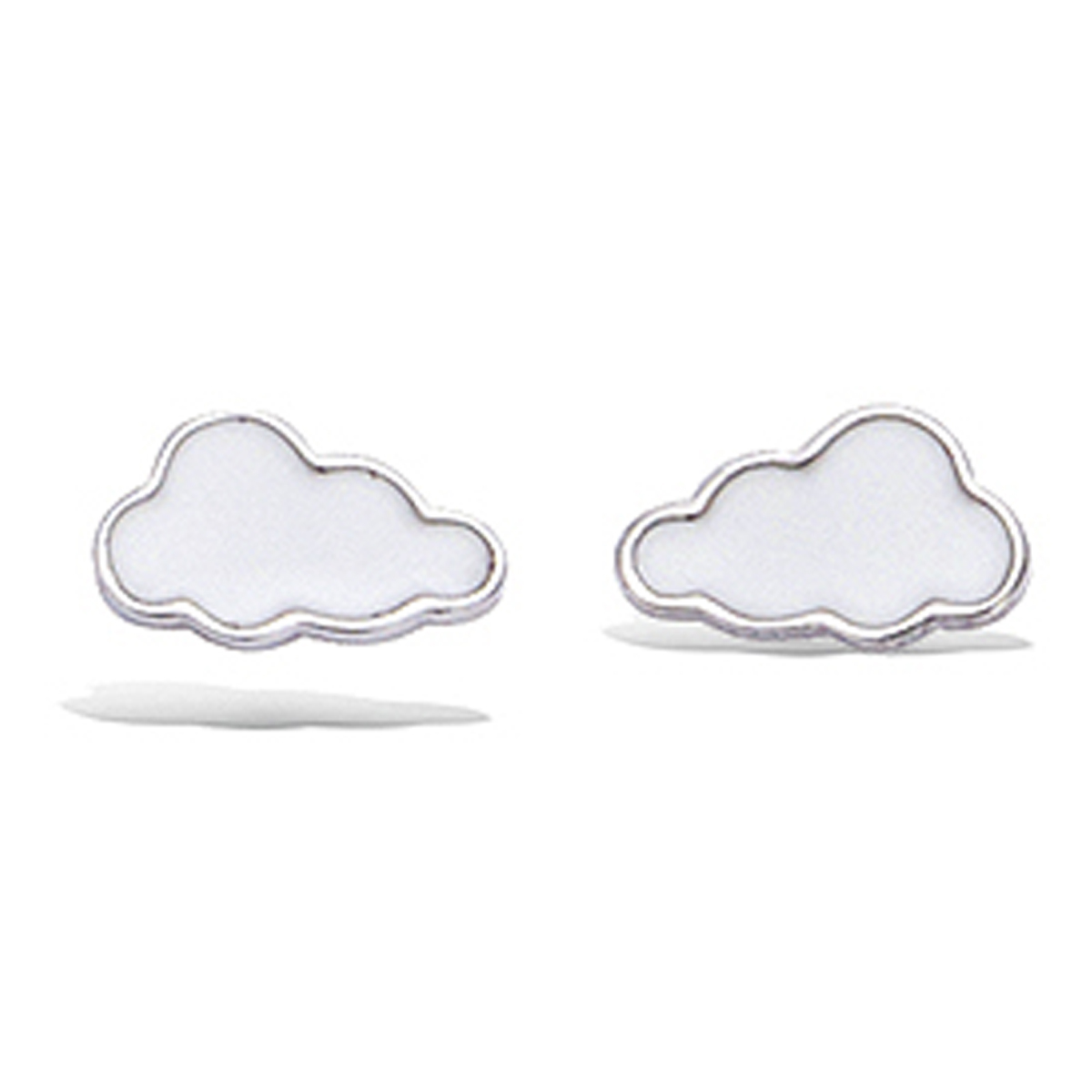 Boucles argent \'Nuages\' blanc argenté (rhodié) - 8x4 mm - [P7016]