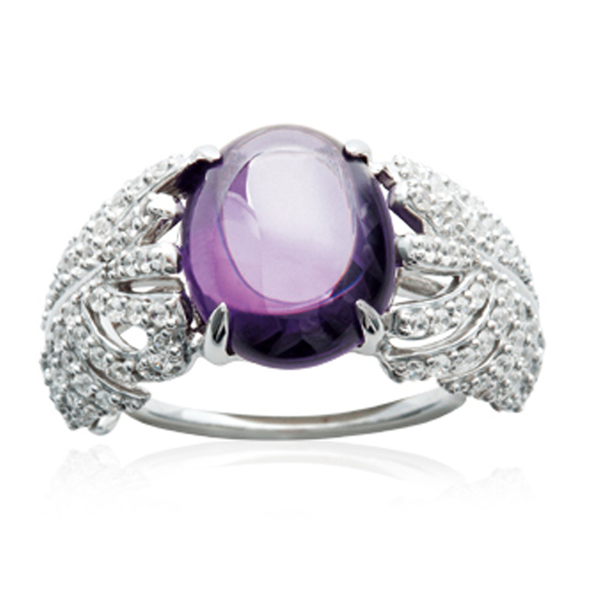 Bague Argent \'Sissi\' violet blanc argenté (rhodié) - 11 mm - [Q0575]