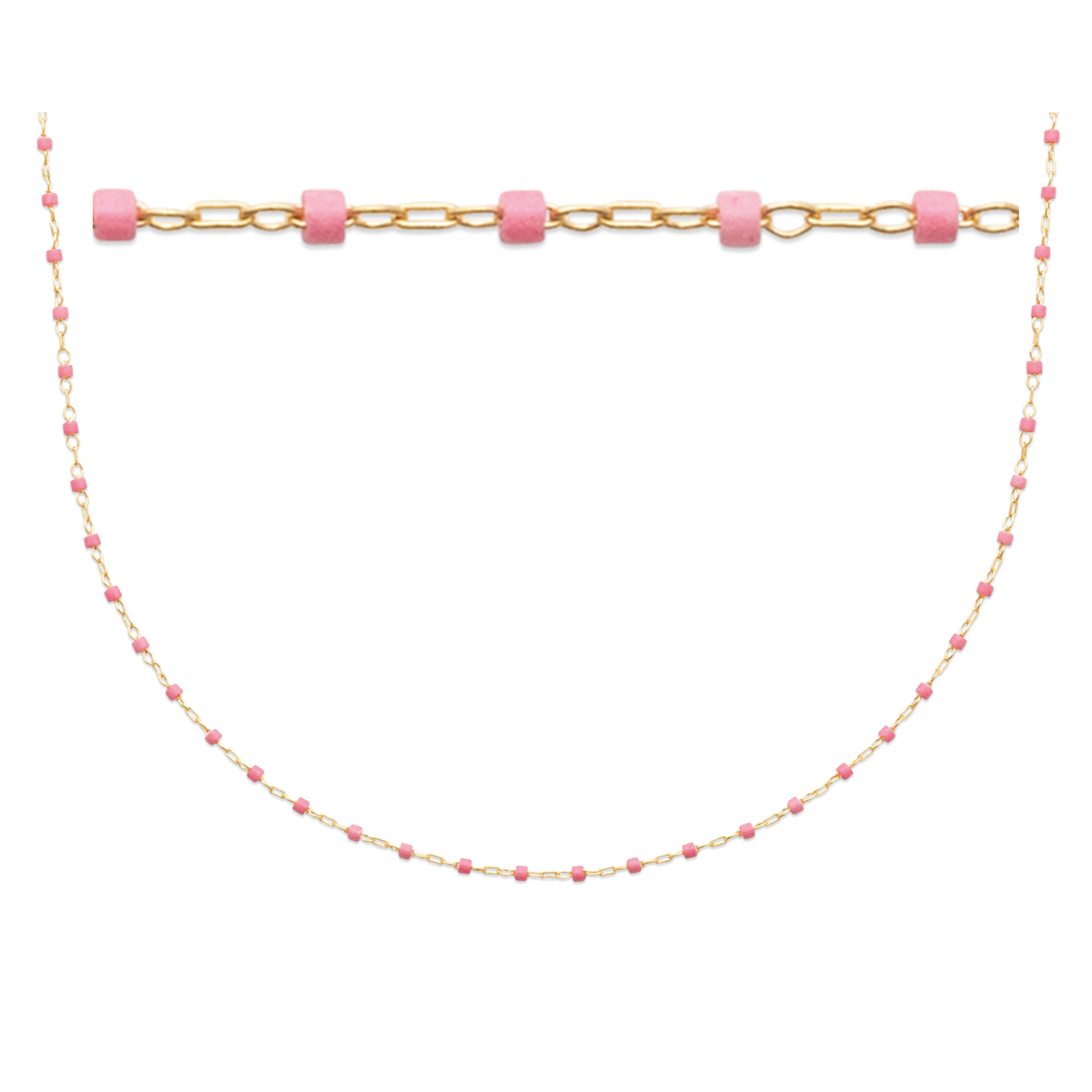 Collier Plaqué Or \'Boho\' rose doré  - 45 cm, 1 mm - [R1091]