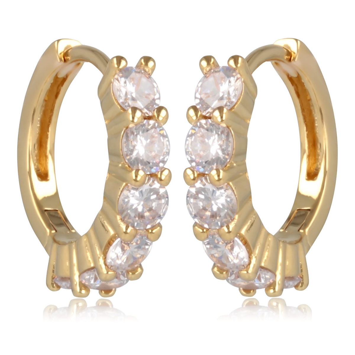 Créoles Plaqué Or \'Sissi\' blanc doré - 10x3 mm - [R2037]