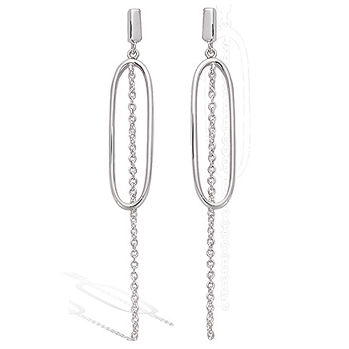Boucles Argent \'Chorégraphie\' argenté (rhodié) - 55x7 mm - [P7030]