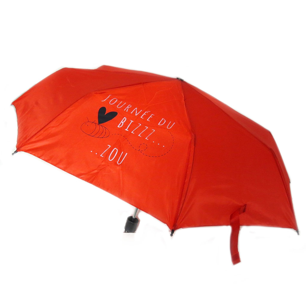 Parapluie mini manuel \'Mots d\'Amour\' rouge (Journée du bizzzzou) - 23x6 cm - [P8925]