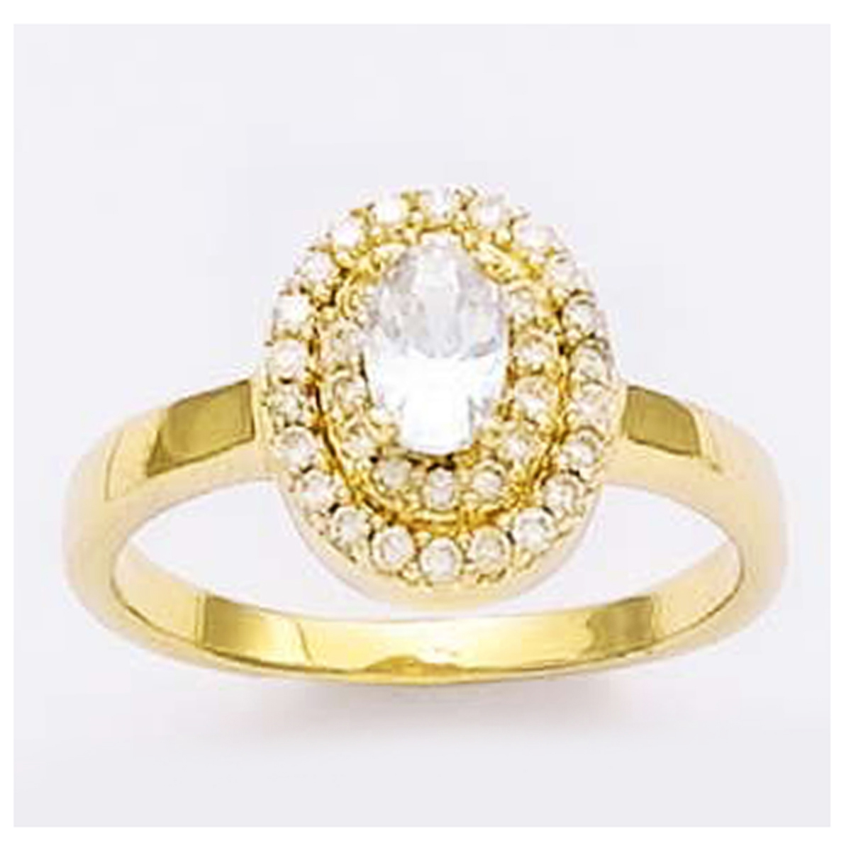 Bague Plaqué Or \'Sissi\' blanc doré - 12x10 mm - [K5102]