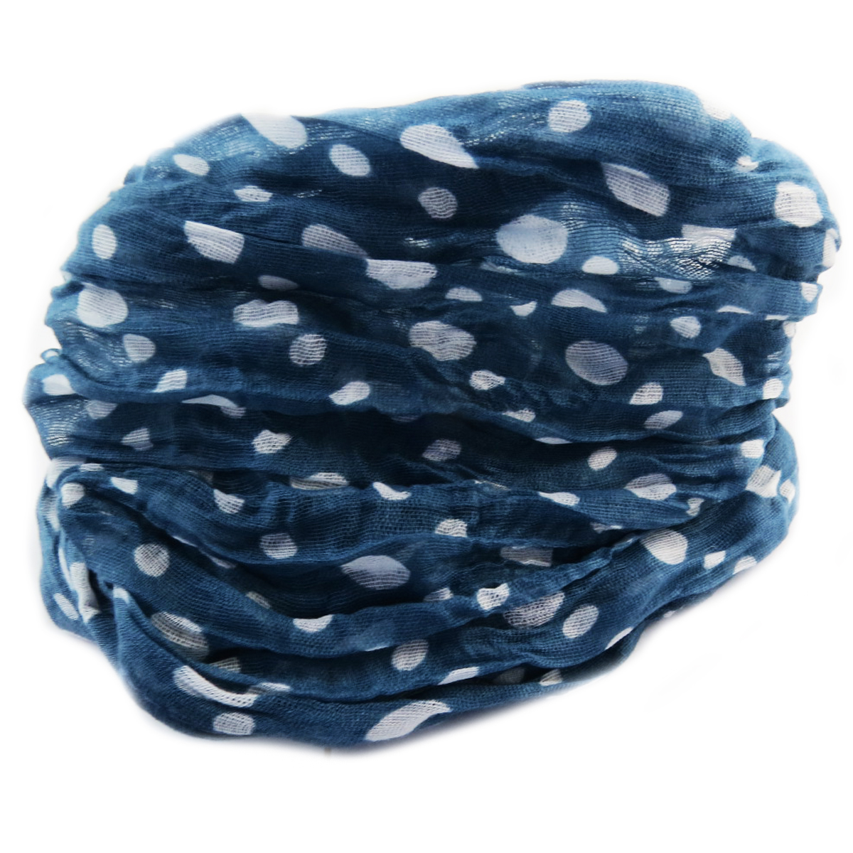 Echarpe coton \'Petits Pois\' bleu - 50x160 cm - [Q5270]