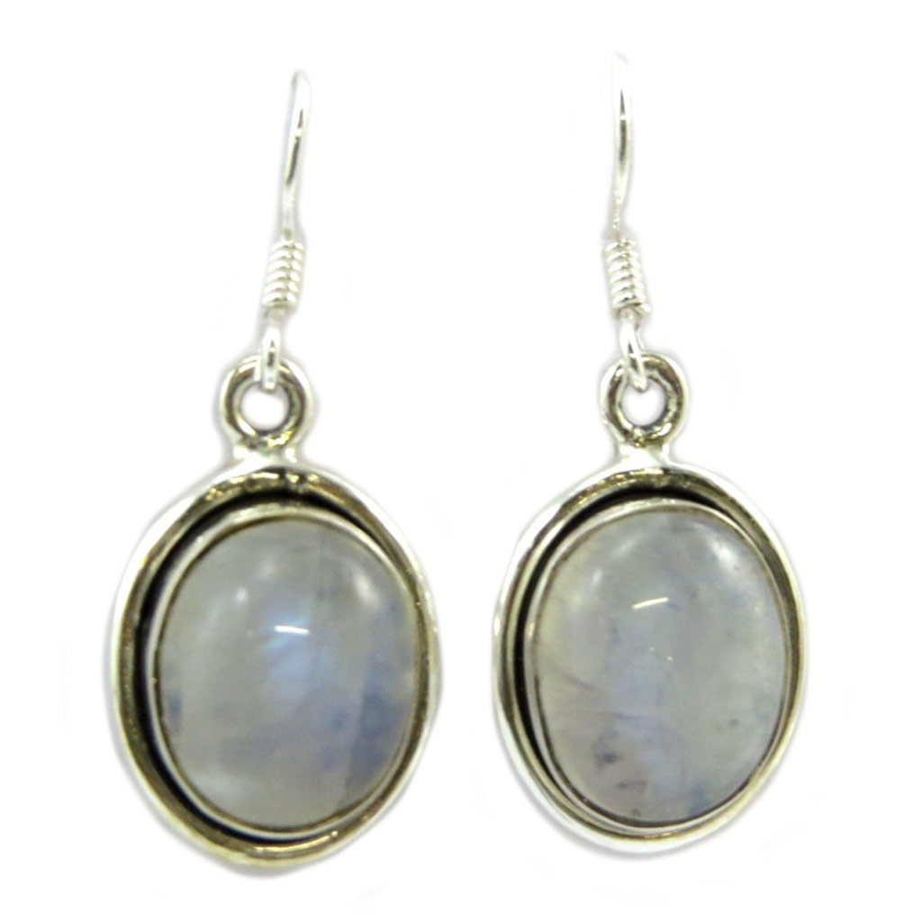 Boucles Argent \'Heaven\' pierre de lune - 15x13 mm - [P7089]