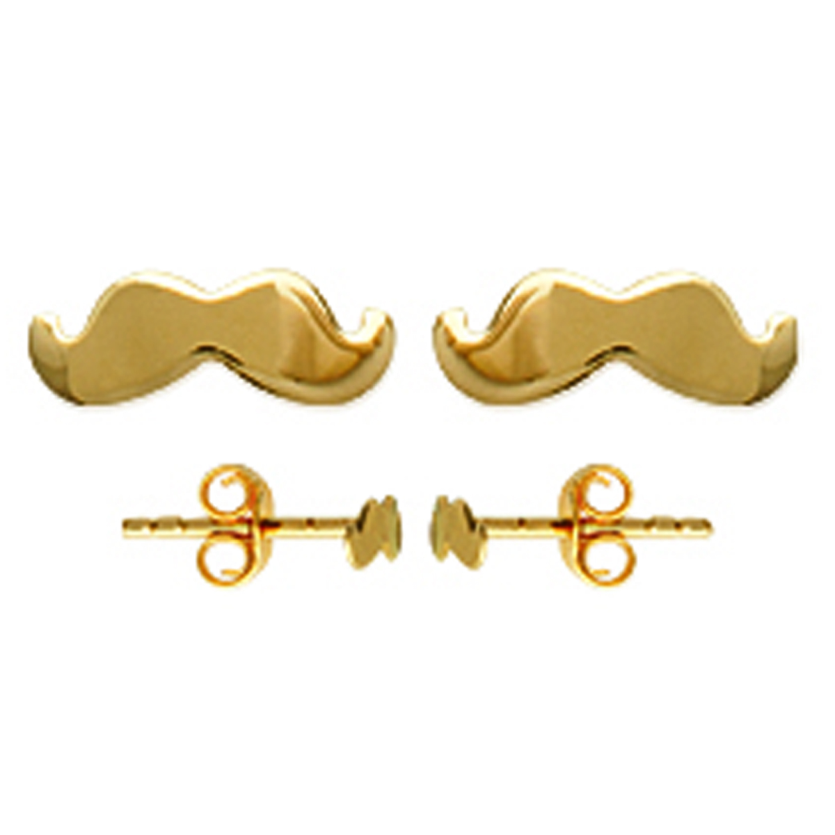 Boucles Plaqué Or \'Moustaches\' doré - 8x2 mm - [K5141]