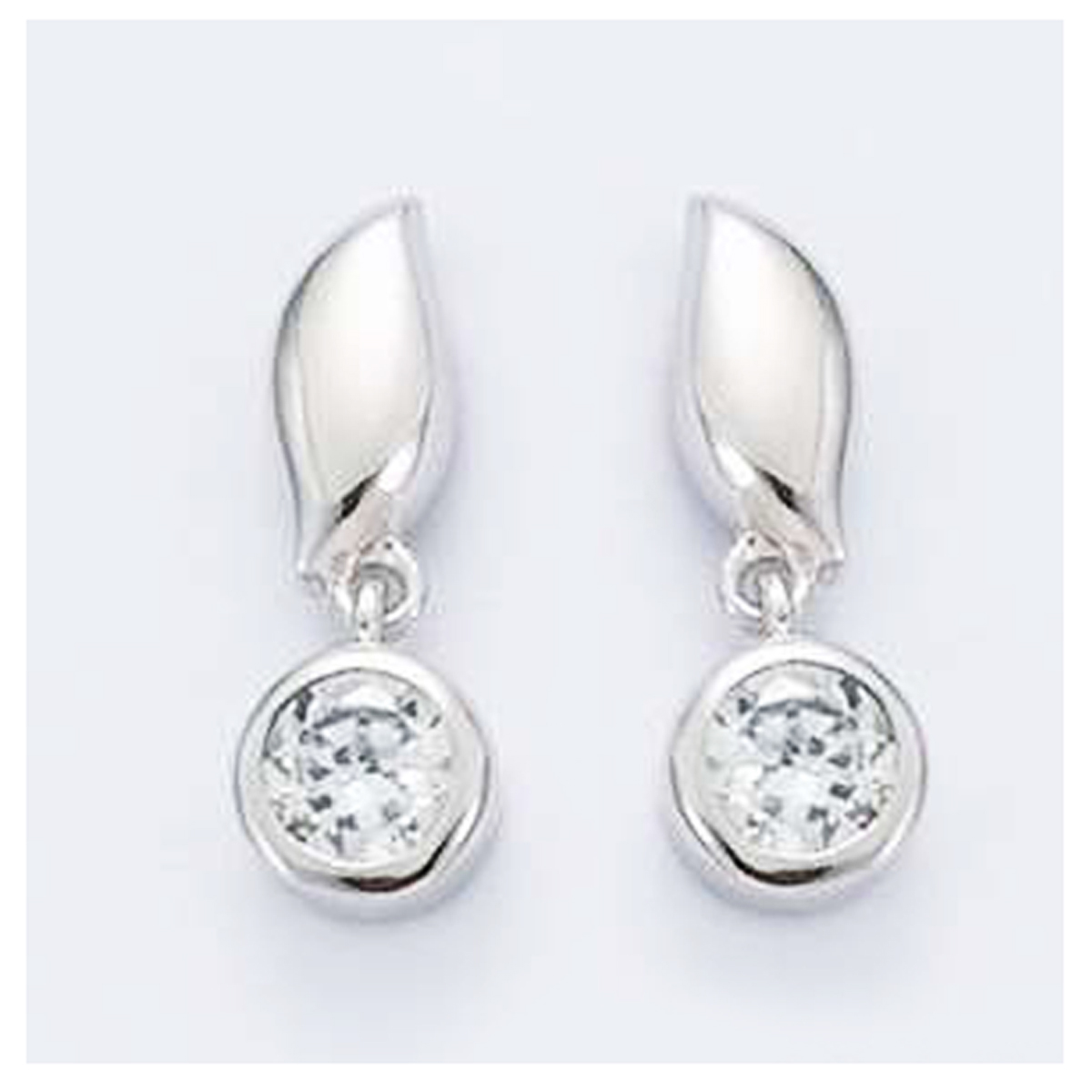Boucles Argent \'Câlin\' Blanc argenté (rhodié) - 18x6 mm - [L0751]