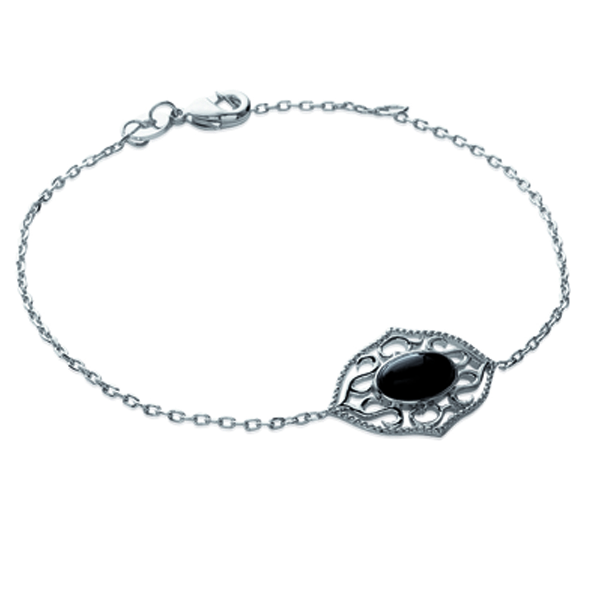 Bracelet Argent \'Sappho\' noir argenté - 20x18 mm - [L0757]