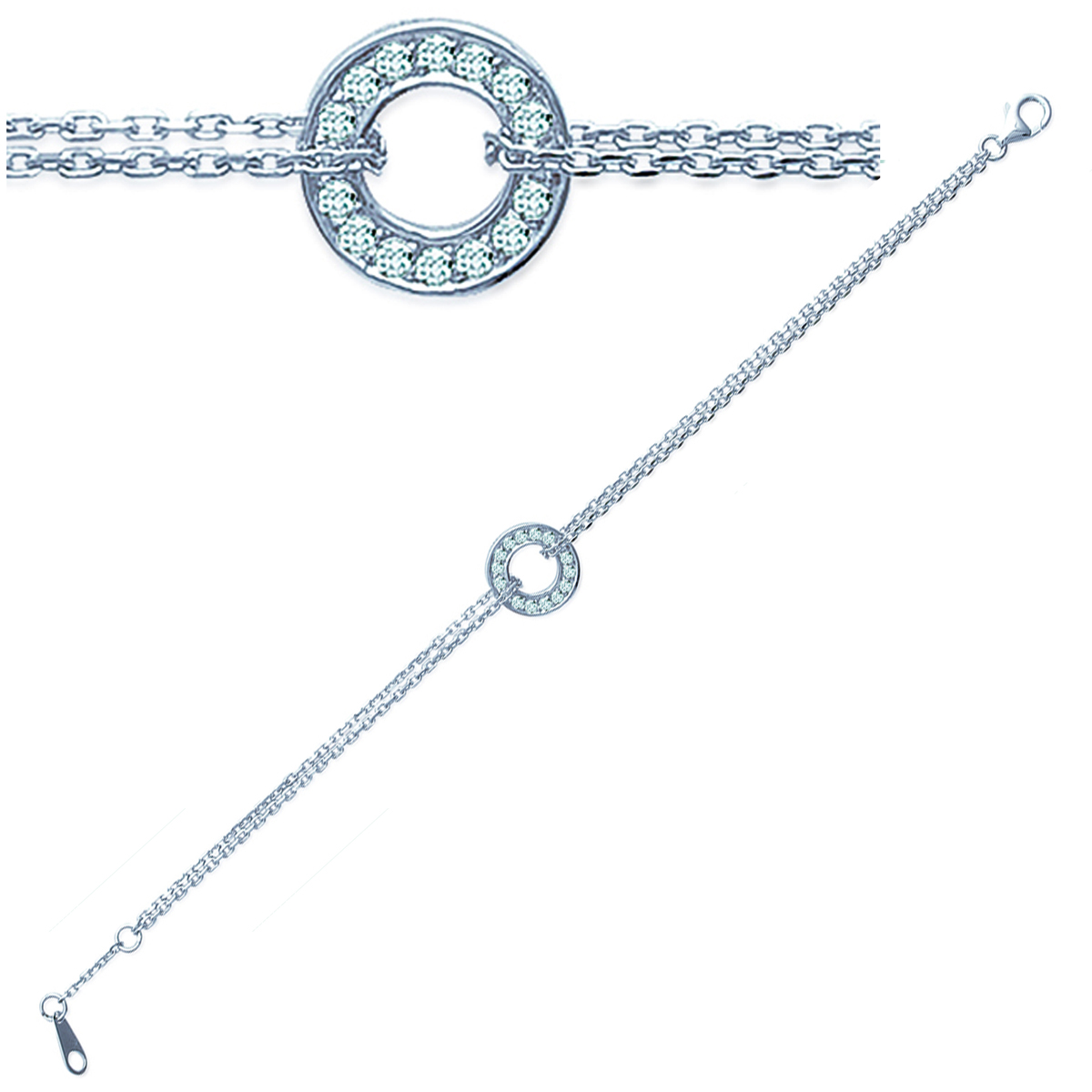 Bracelet Argent \'Déesse\' blanc argenté (rhodié) - 13 mm - [L0764]