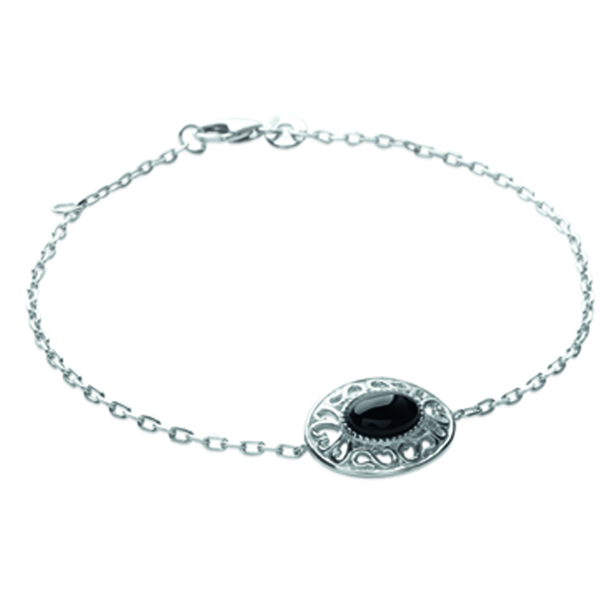 Bracelet Argent \'Sappho\' noir argenté - 15x11 mm - [L0765]