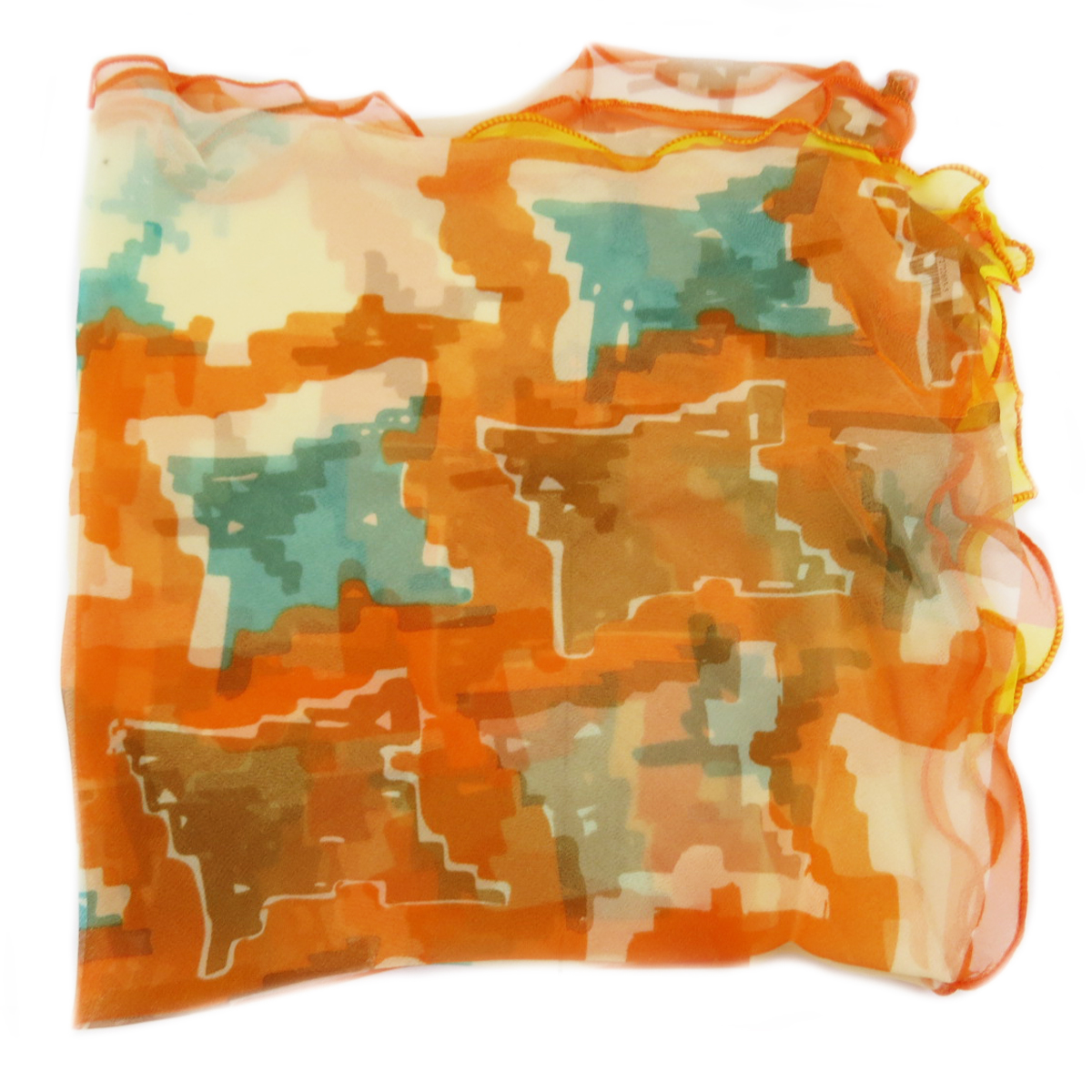 Carré voile \'Scarlett\' orange marron - 75x75 cm - [Q5349]