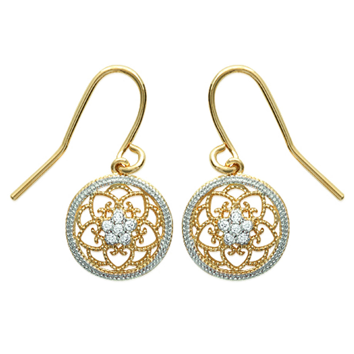 Boucles Plaqué Or \'Déesse\' blanc doré - 13 mm - [L0799]