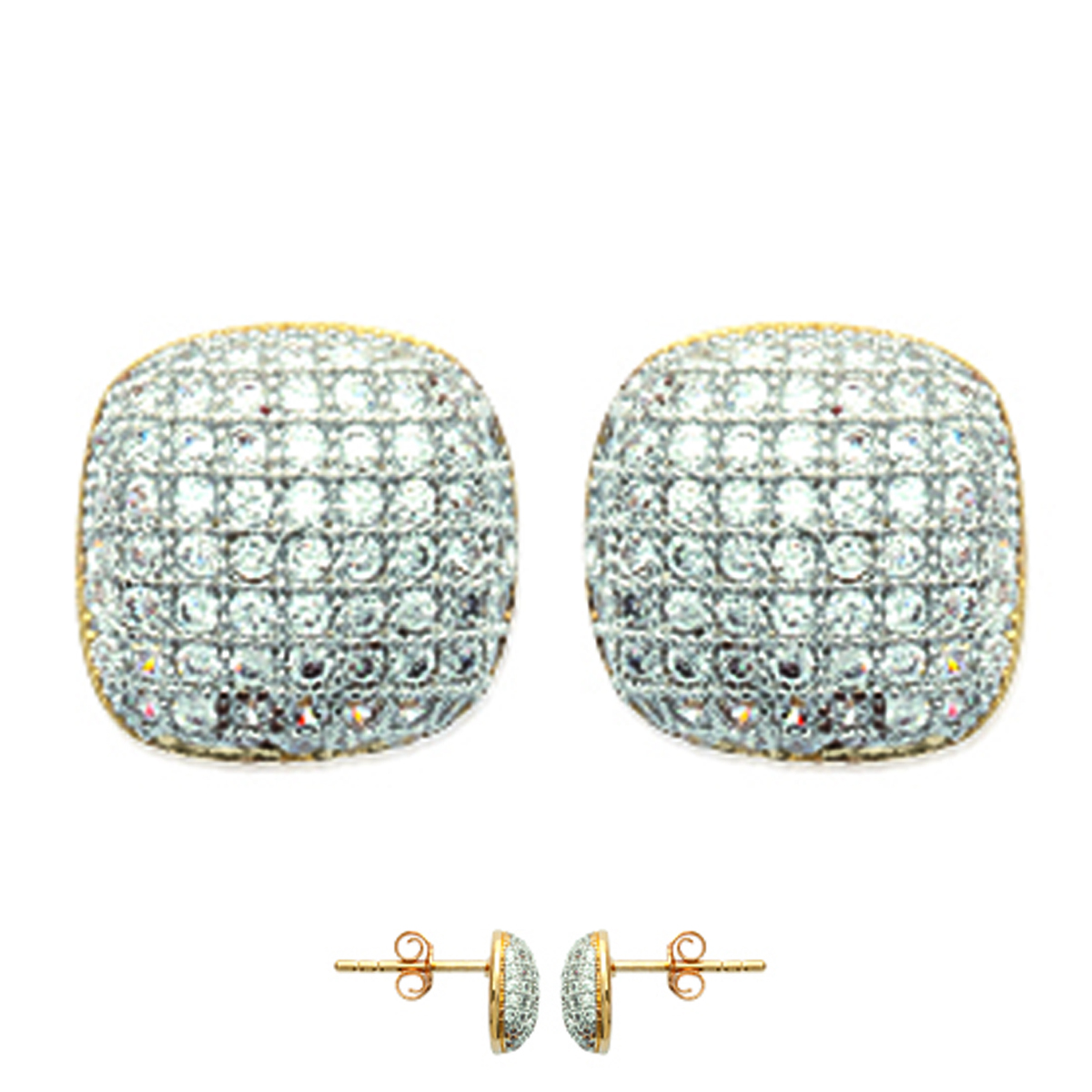 Boucles Plaqué Or \'Déesse\' blanc doré - 10x10 mm - [L0800]