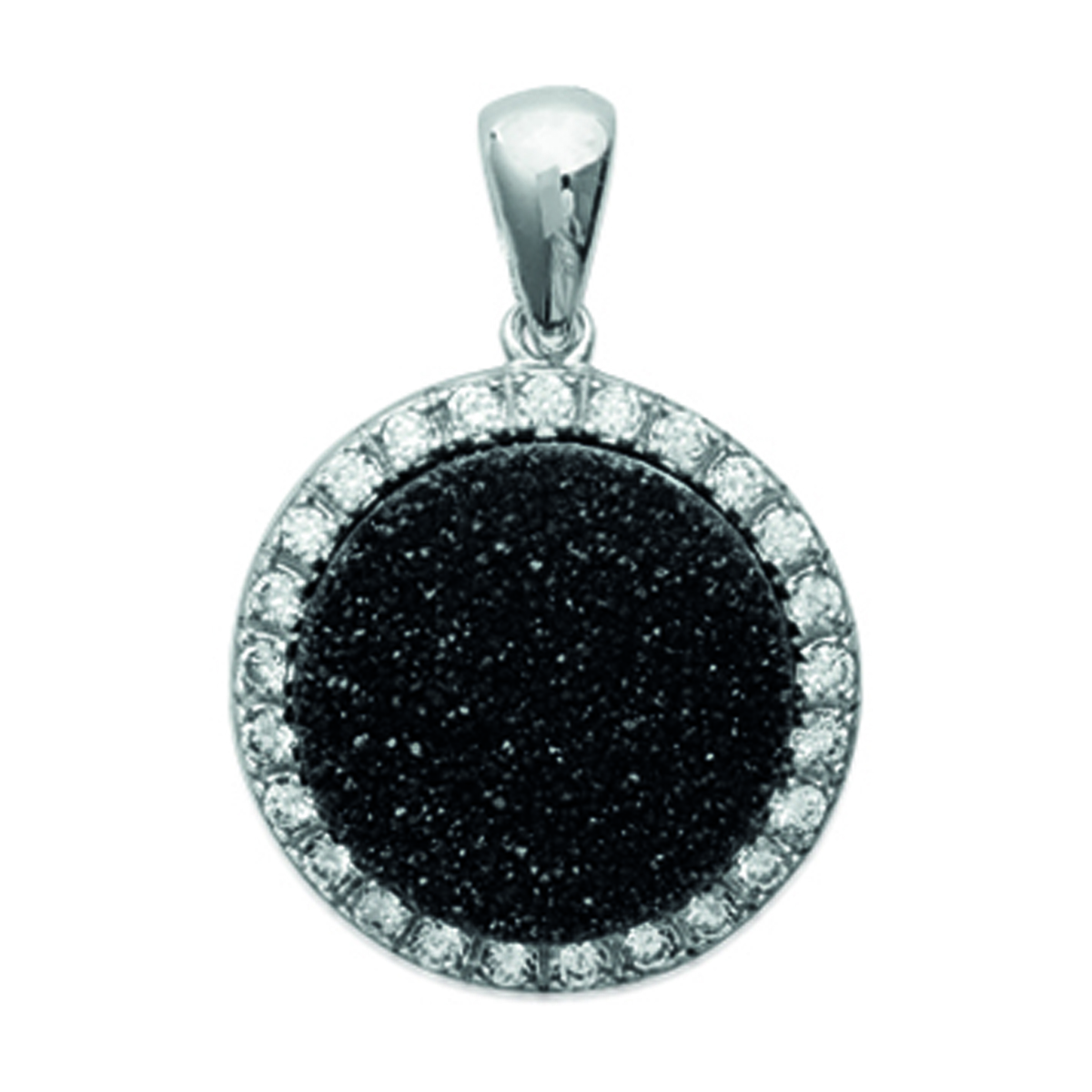 Pendentif Argent \'Scarlett\' noir blanc - 18 mm - [L0866]