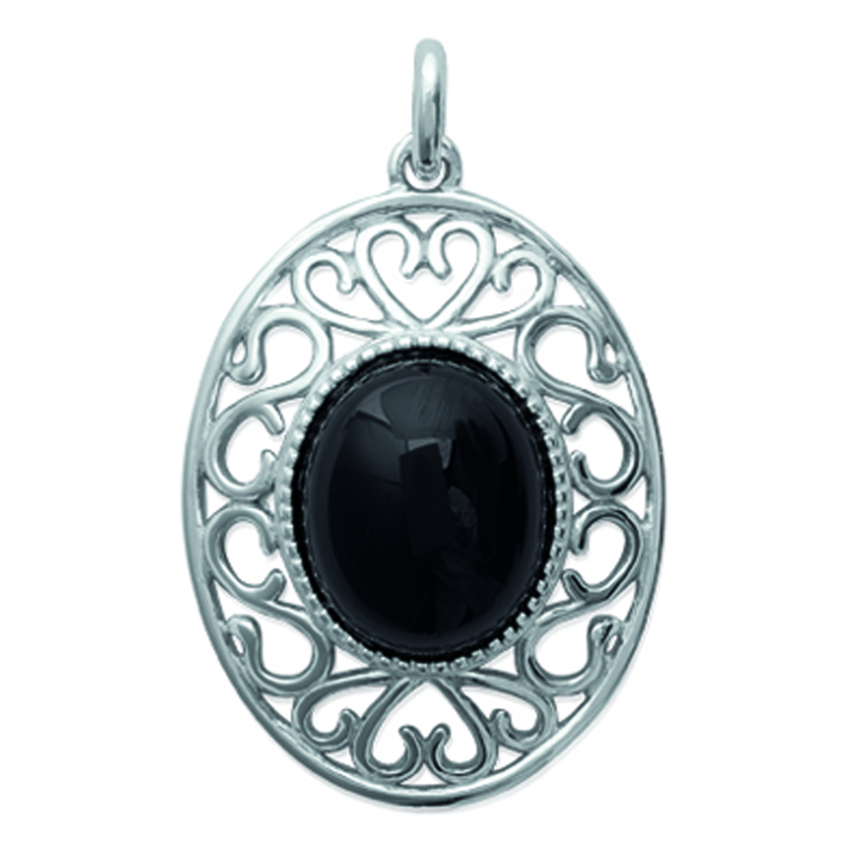 Pendentif Argent \'Sappho\' noir argenté - 25x20 mm - [L0868]