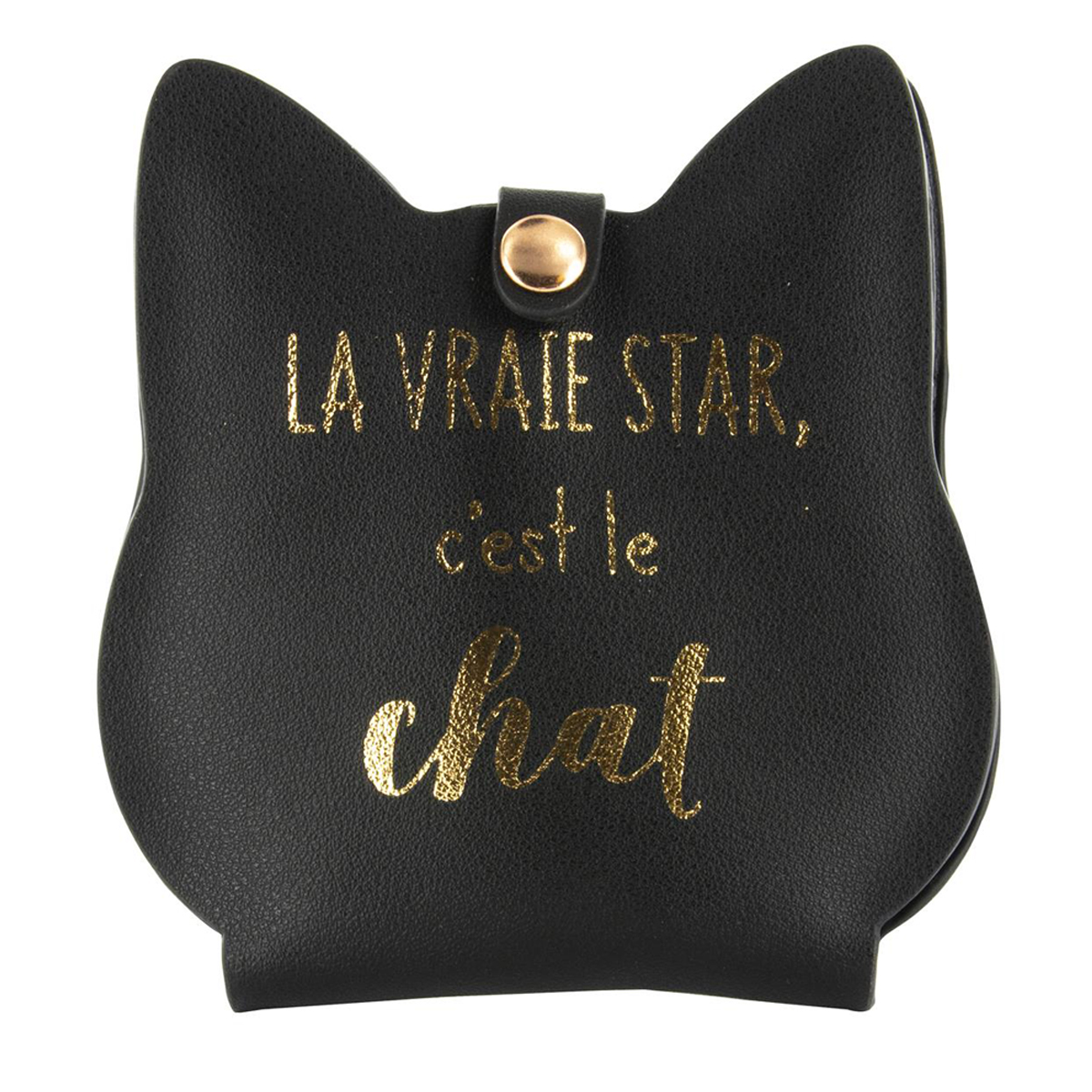 Trousse manucure \'Chats\' noir doré (4 outils) - 11x107x2 cm - [Q5423]