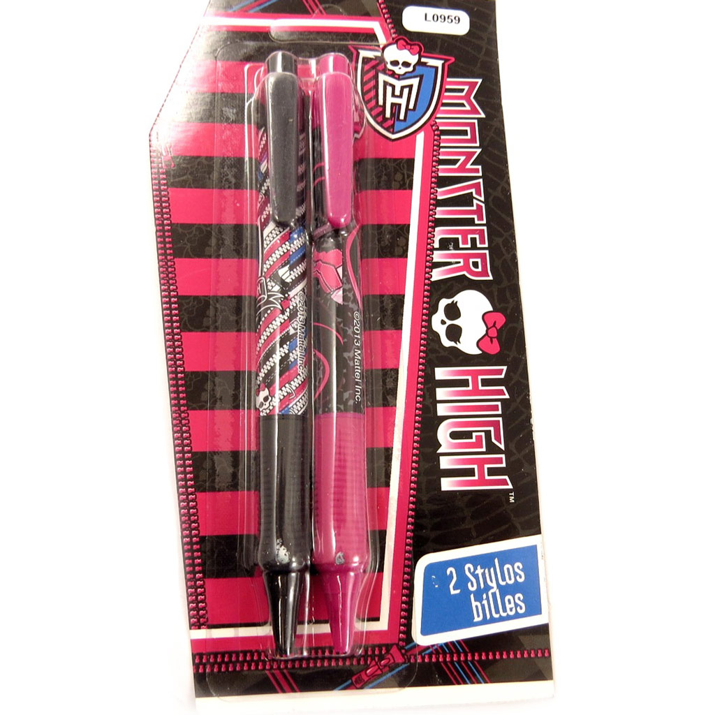 2 stylos \'Monster High\' noir rose - [L0959]