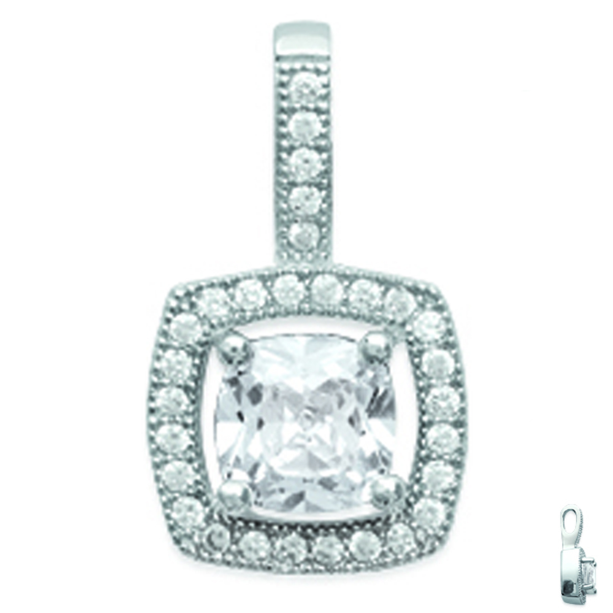 Pendentif Argent \'Sissi\' blanc argenté (rhodié) - 17x10 mm - [L1150]