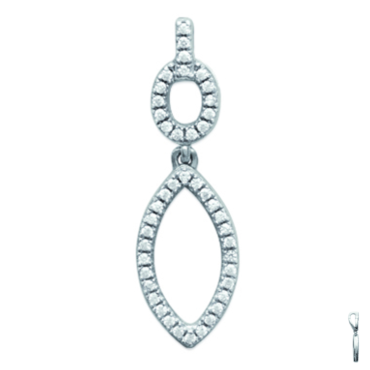 Pendentif Argent \'Sissi\' blanc argenté - 28x9 mm - [L1154]