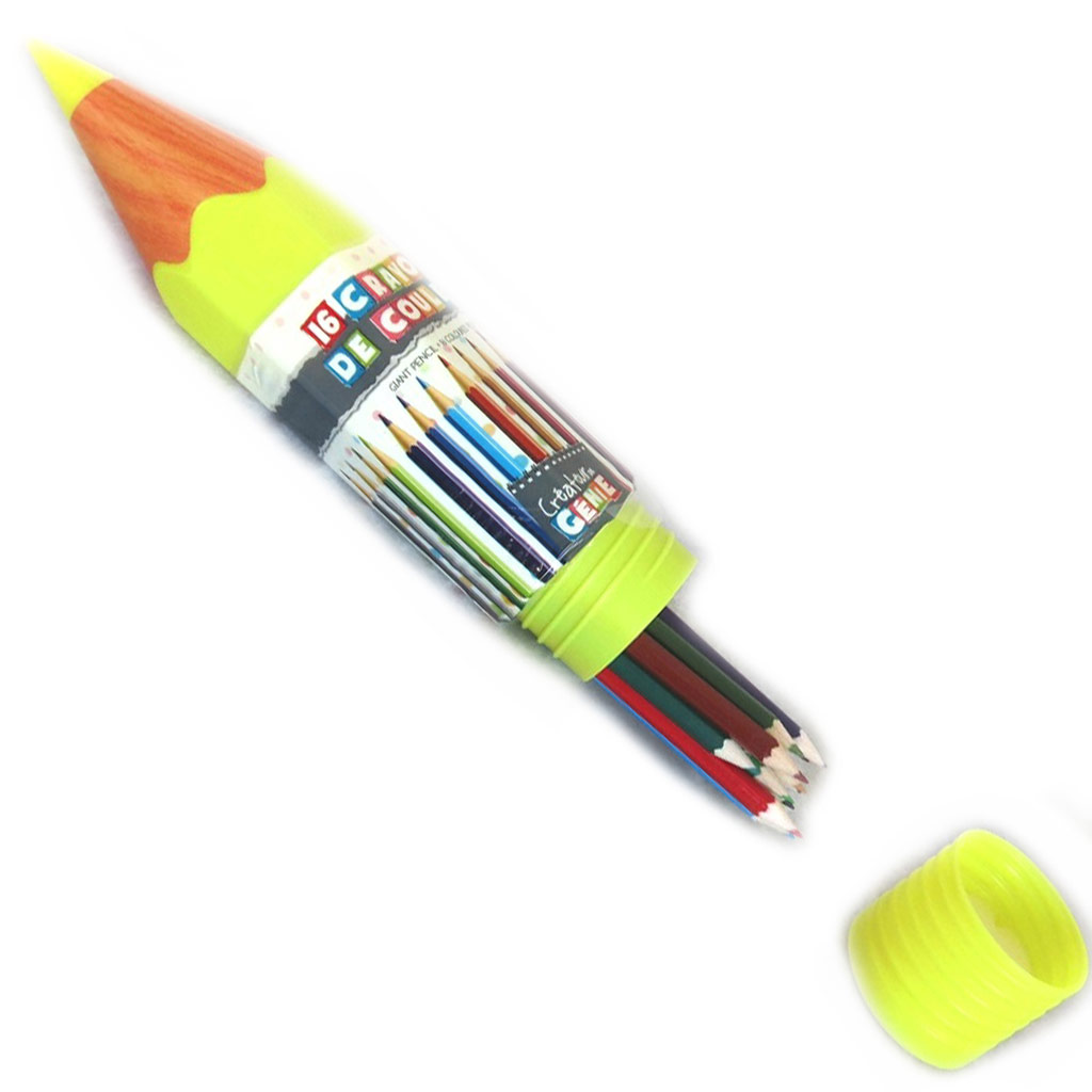16 crayons de couleur \'Coloriage\' jaune fluo - [M4680]