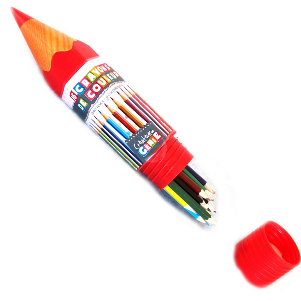 16 crayons de couleur \'Coloriage\' rouge - [M4681]