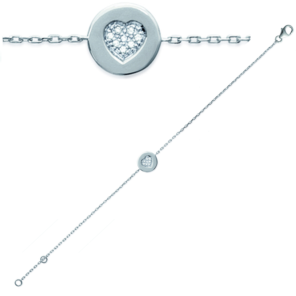 Bracelet Argent \'Love\' blanc argenté (rhodié) - 10 mm - [L1163]