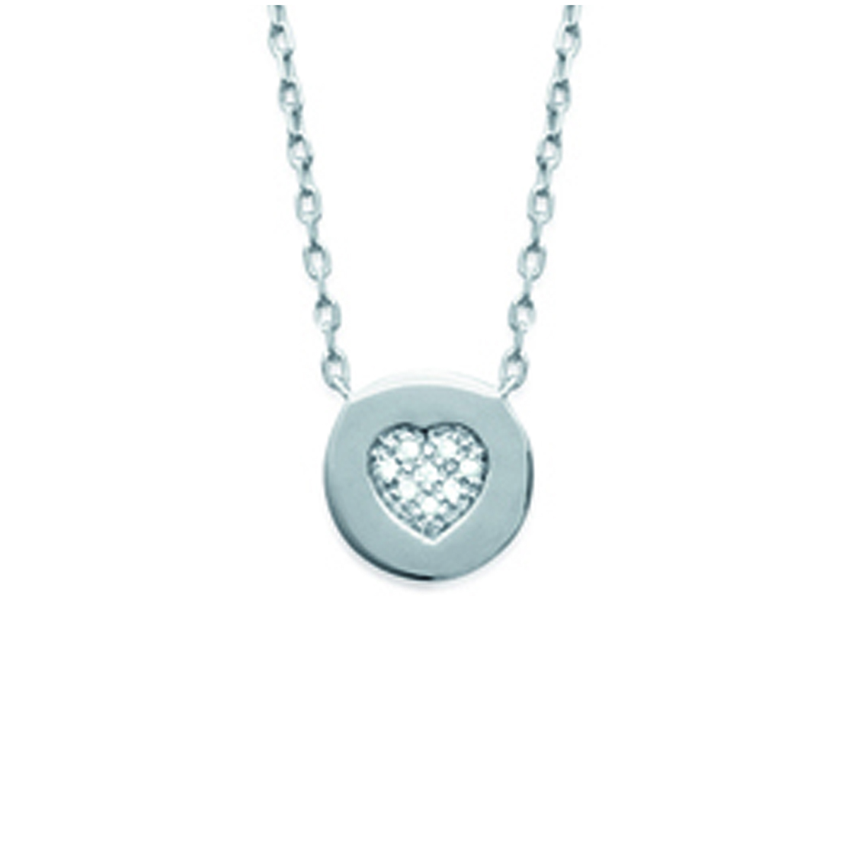 Collier Argent \'Love\' blanc argenté (rhodié) - 10 mm - [L1164]