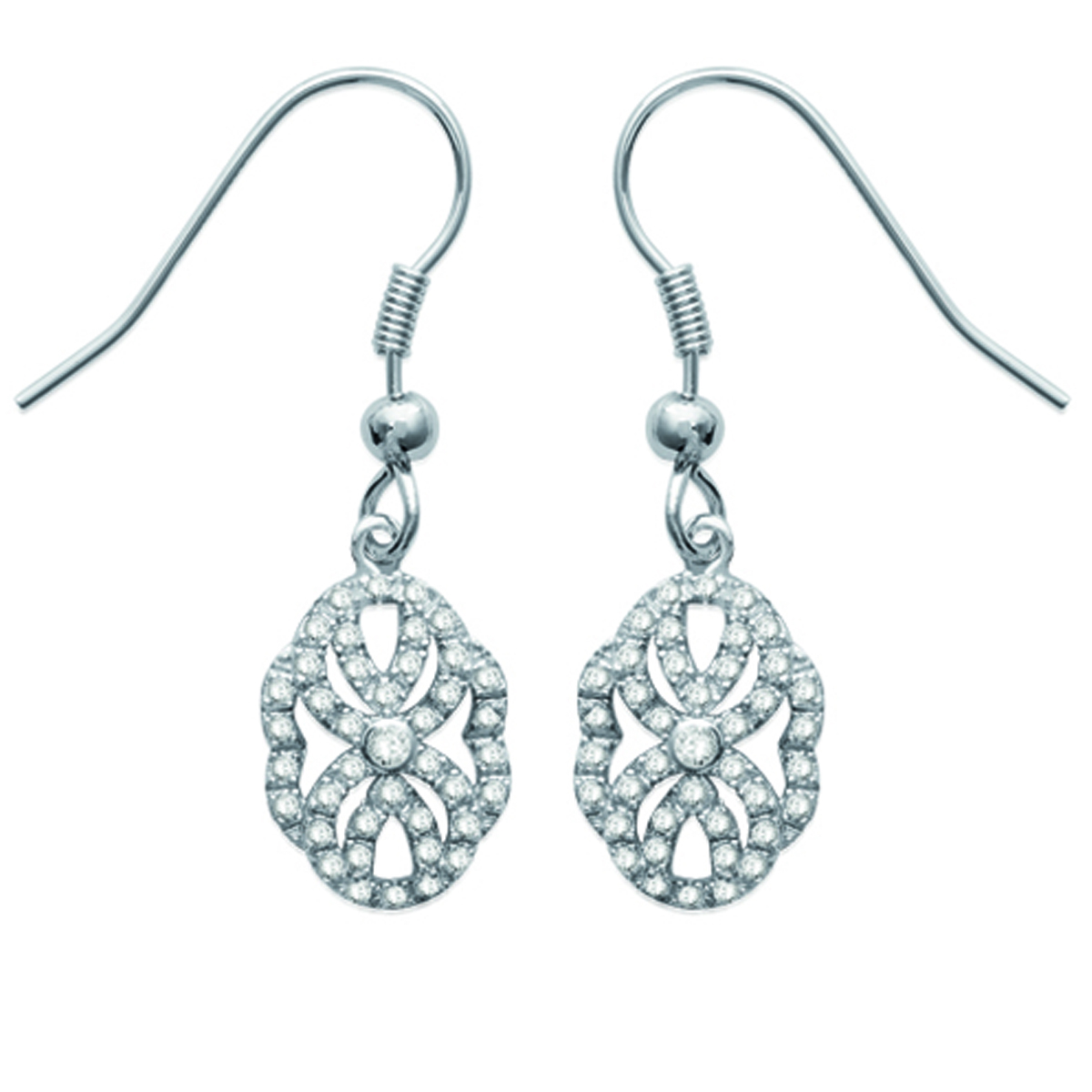 Boucles Argent \'Déesse\' blanc argenté - 13x10 mm - [L1167]