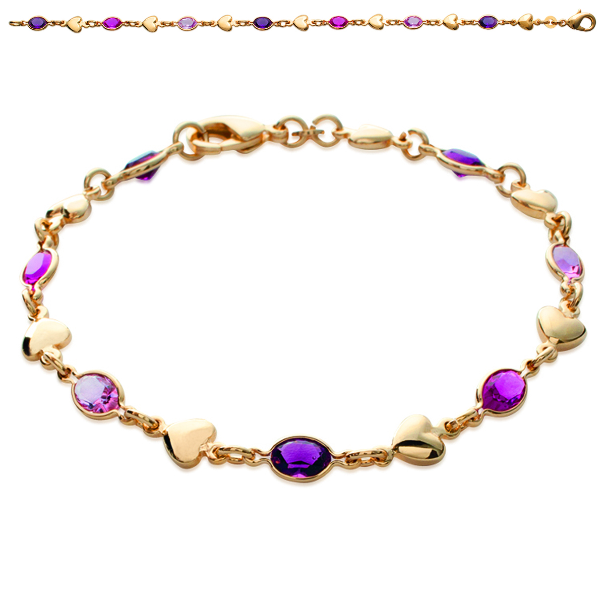 Bracelet Plaqué Or \'Gouttes de Fées\' violet (love)  - [L1191]