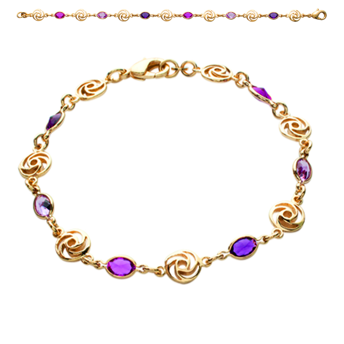 Bracelet Plaqué Or \'Gouttes de Fées\' violet (fleur) doré - 7 mm - [L1200]