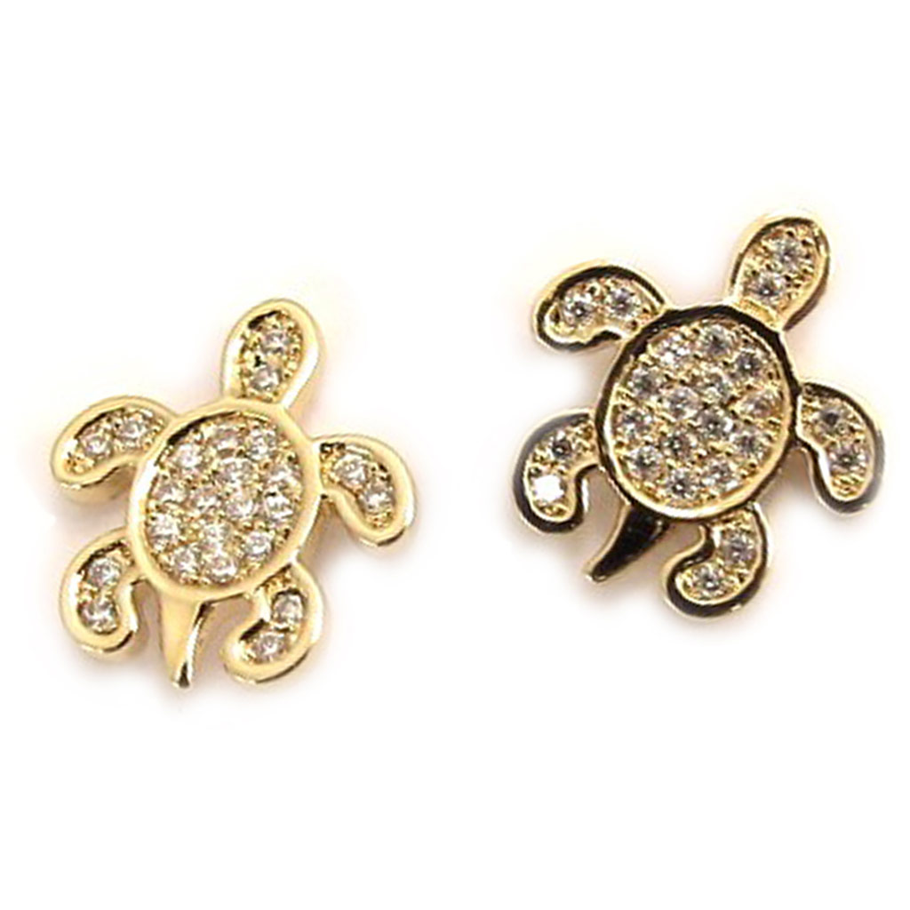 Boucles Plaqué Or \'Tortues\'  - [L1256]