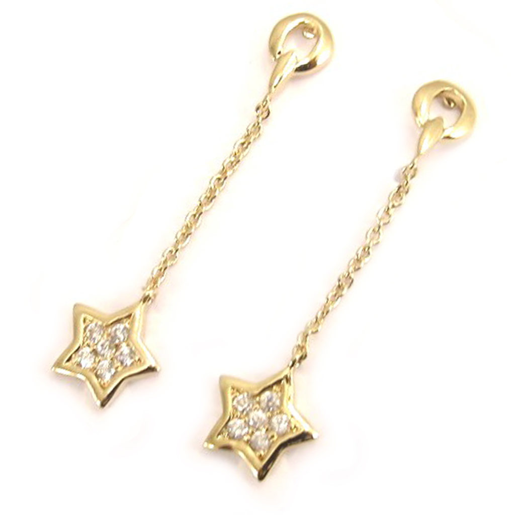 Boucles plaqué or \'Etoiles\' blanc doré - 35x8 mm - [L1258]