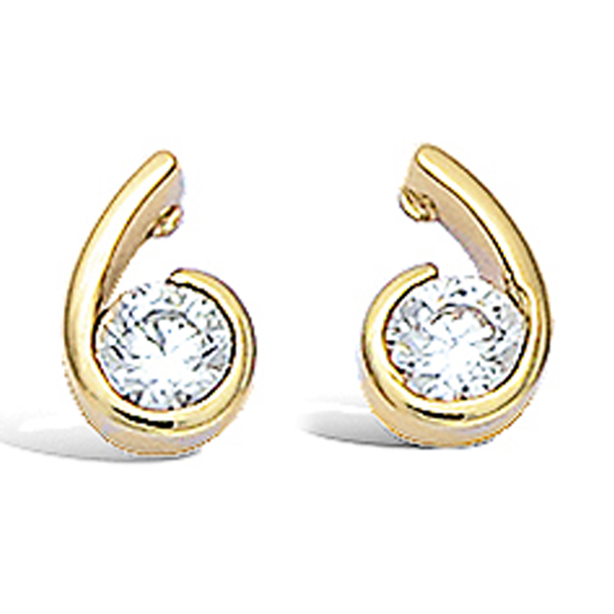 Boucles Plaqué Or \'Câlin\' Blanc doré - 5x9 mm - [L1267]