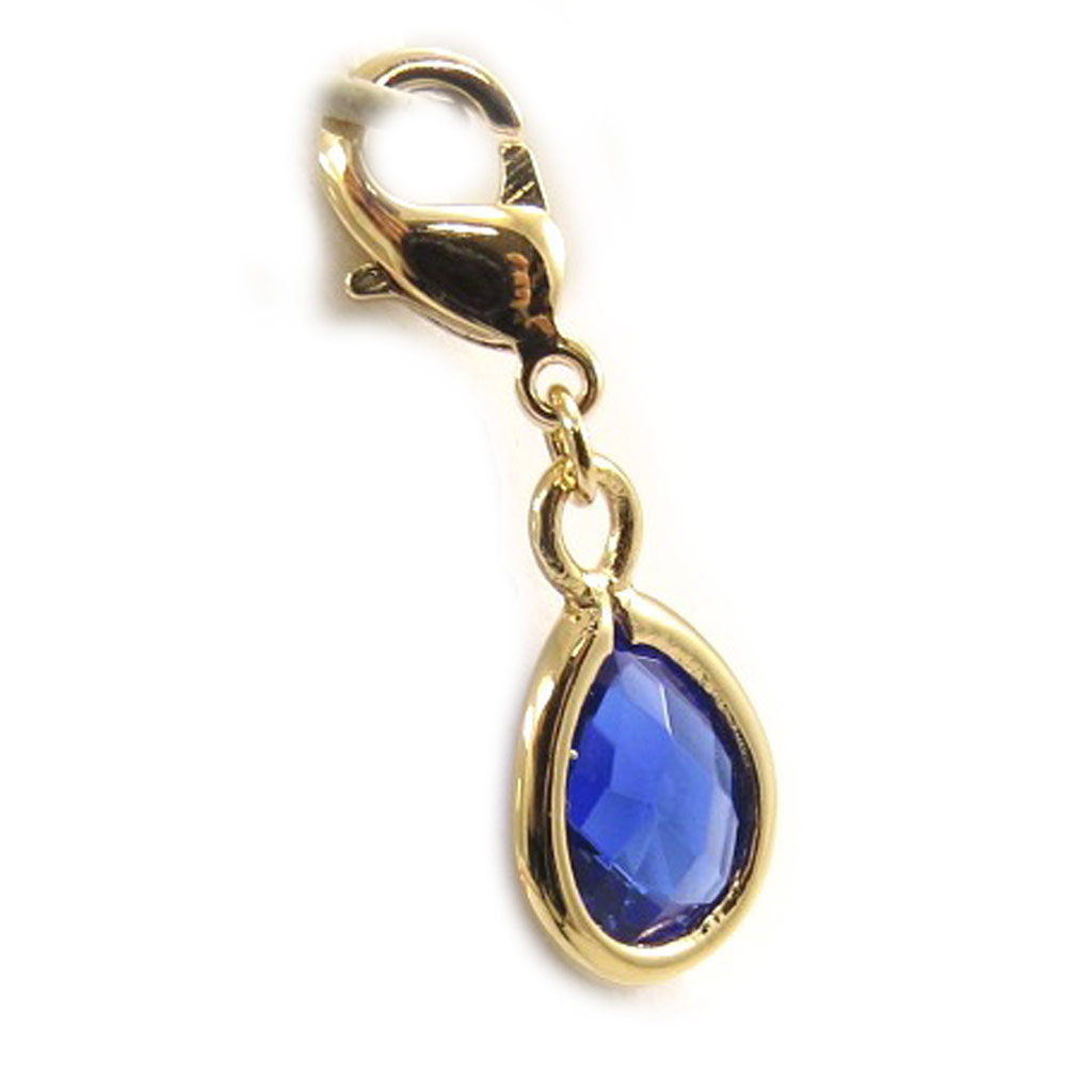 Pendentif Charm \'Linda\' bleu Plaqué Or - [L1277]