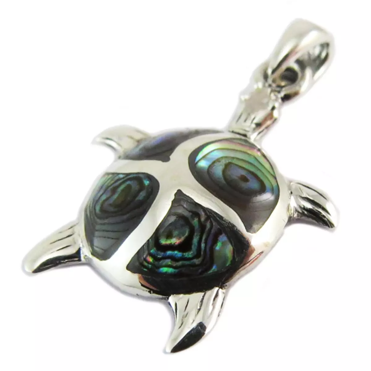 les trésors de lily Pendentif Argent artisanal 'Tortue' bleu argenté 20x20 mm [Q5681]