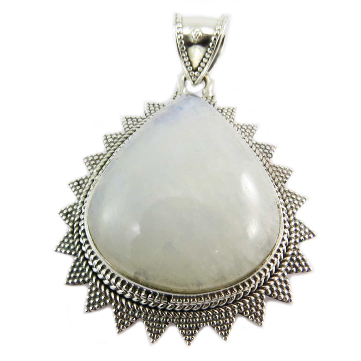 Pendentif Argent \'Heaven\' pierre de lune - 35x35 mm - [Q5687]