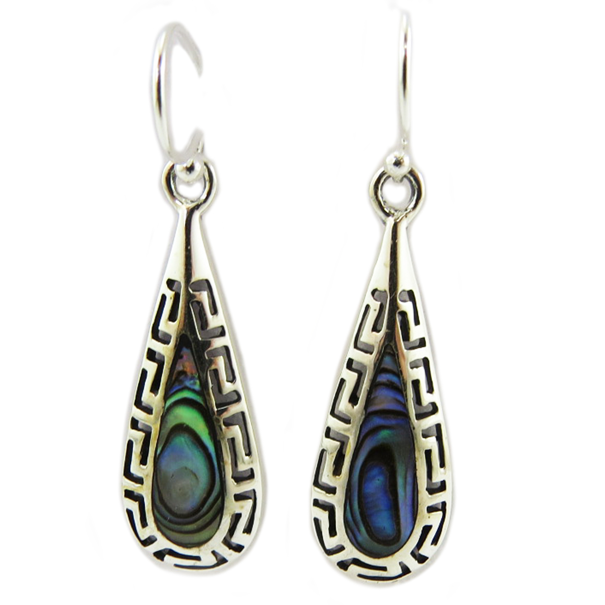 Boucles Argent \'Heaven\' nacre argenté - 28x10 mm - [Q5700]