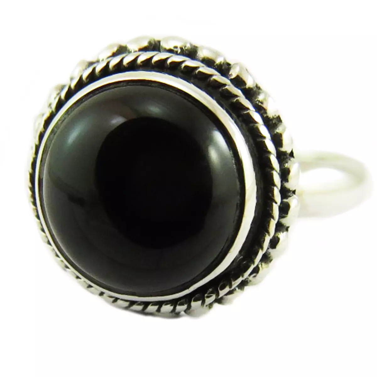 les trésors de lily Bague Argent 'Heaven' onyx argenté 14 mm [Q5730]