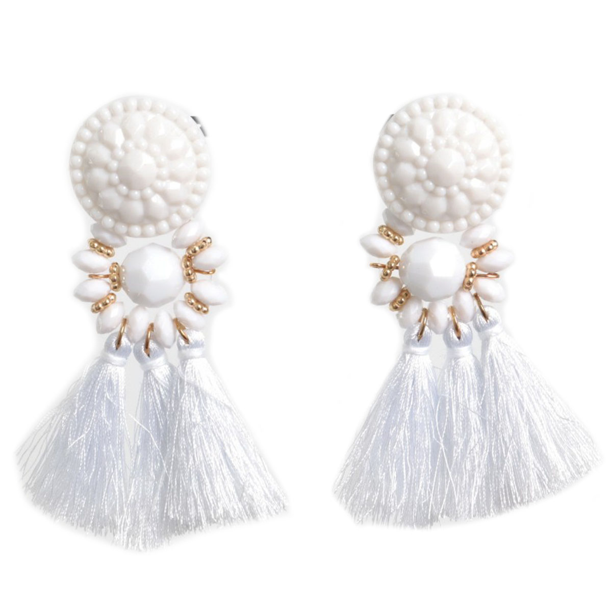 Boucles Créateur \'Tahitienne\' blanc doré - 90x50 mm - [Q5758]