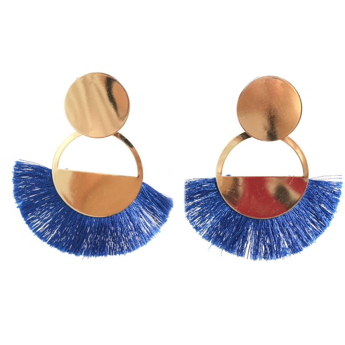 Boucles Créateur \'Cléopatra\' bleu doré - 85x80 mm - [Q5776]