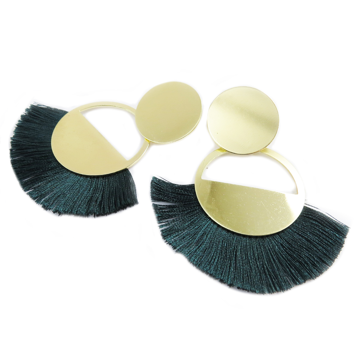 Boucles Créateur \'Cléopatra\' vert doré - 85x80 mm - [Q5777]