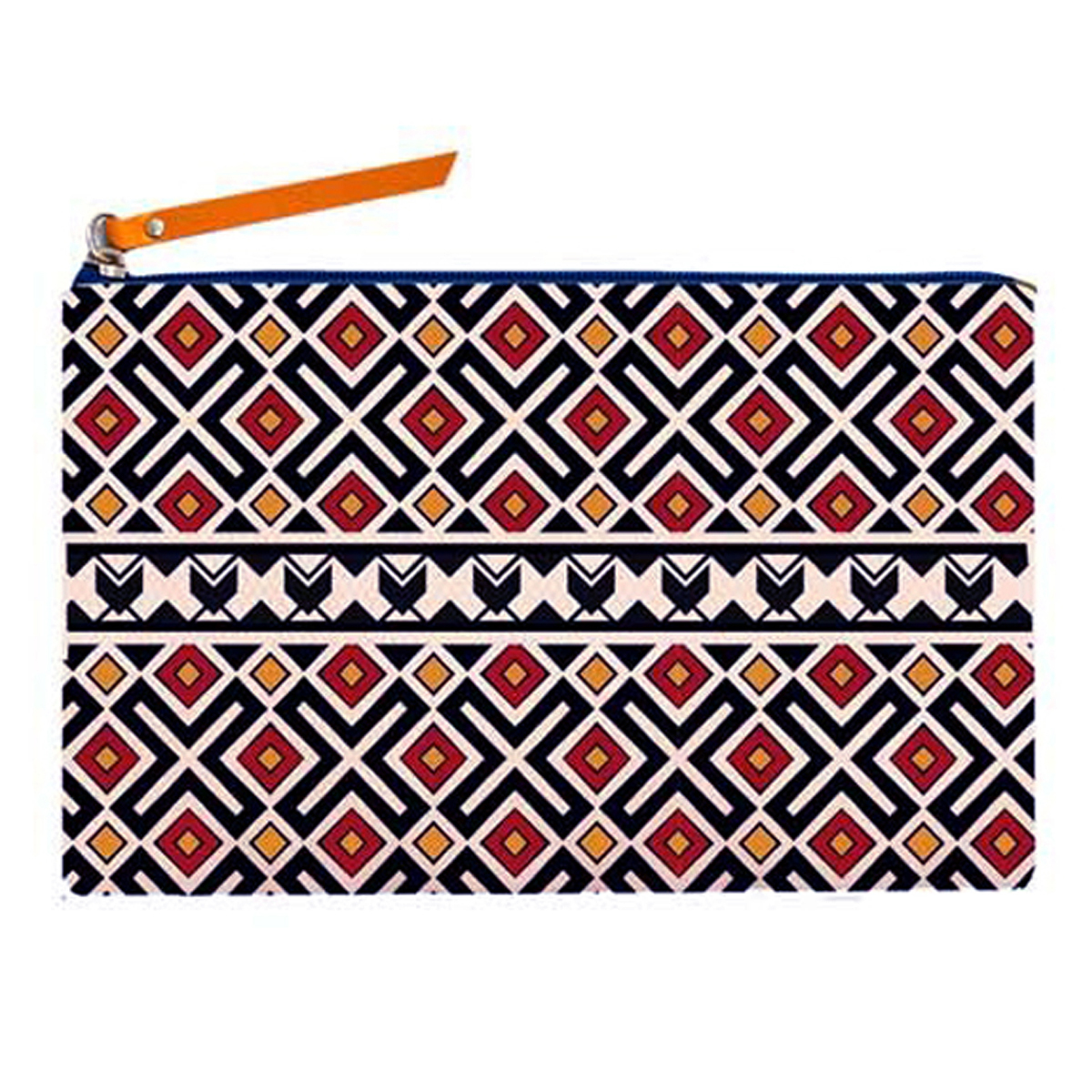 Porte-monnaie \'Boho\' marine beige orange - 16x12 cm - [Q5926]