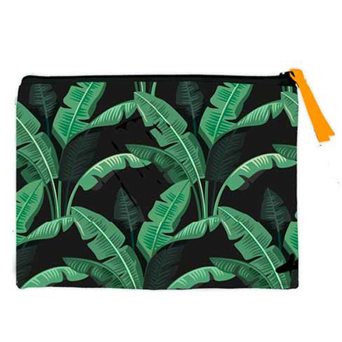Trousse plate \'Tropical\' vert noir (feuilles tropicales) - 24x185 cm - [Q5932]