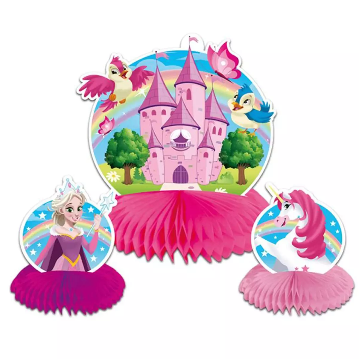 les trésors de lily Centre de table 'Princesse' rose 24x22 cm (3 pièces) [Q5965]