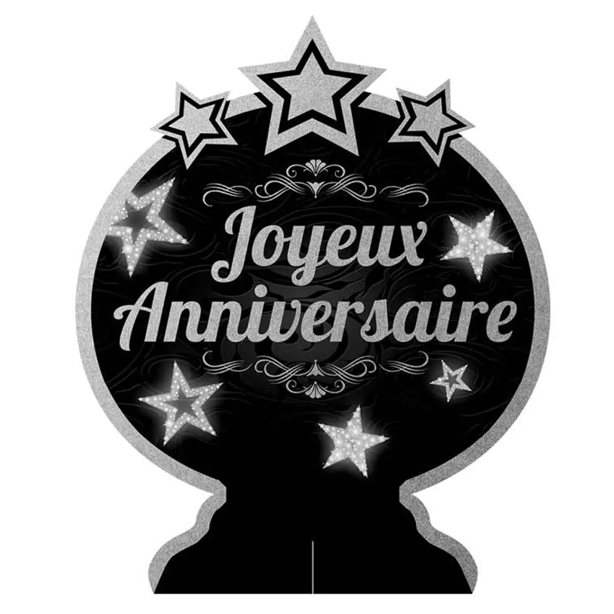 les trésors de lily Centre de table 'Joyeux Anniversaire' noir argenté 28x23 cm [Q5966]