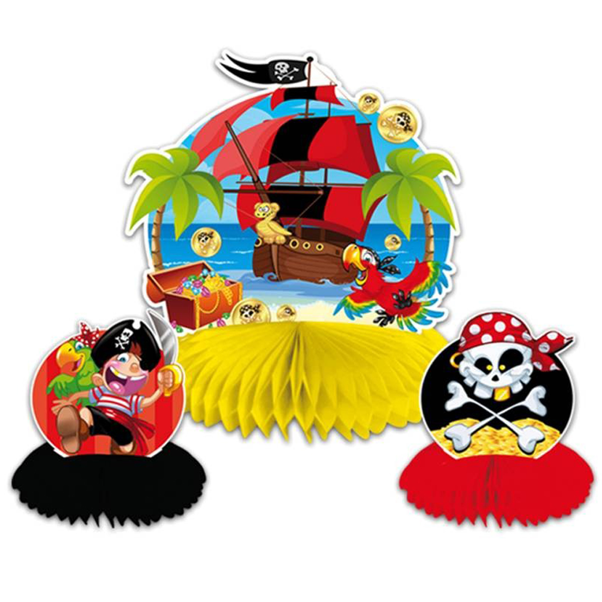 Centre de table \'Pirate\' multicolore - 24x22 cm (3 pièces) - [Q5968]